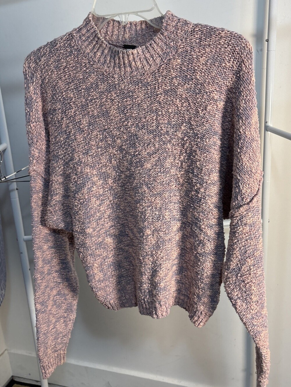 Free People Marled Dolman Pullover Sweater Pink Purple Knit Slouchy XS